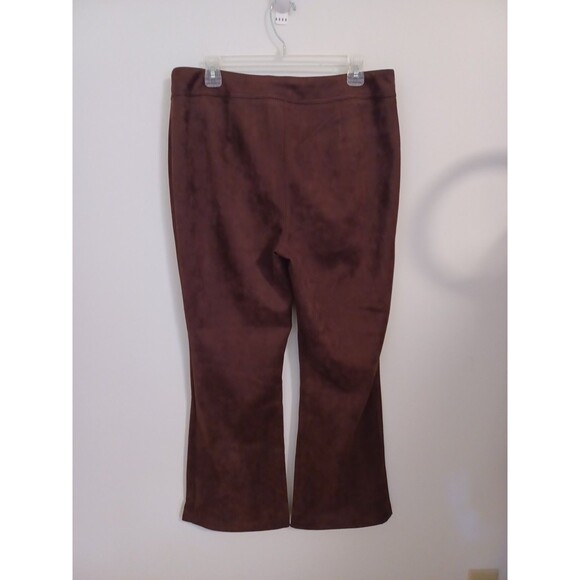 Cato Suede Dress Pants Large Brown Wide Flare Leg Stretch Relaxed Fit - Picture 5 of 8
